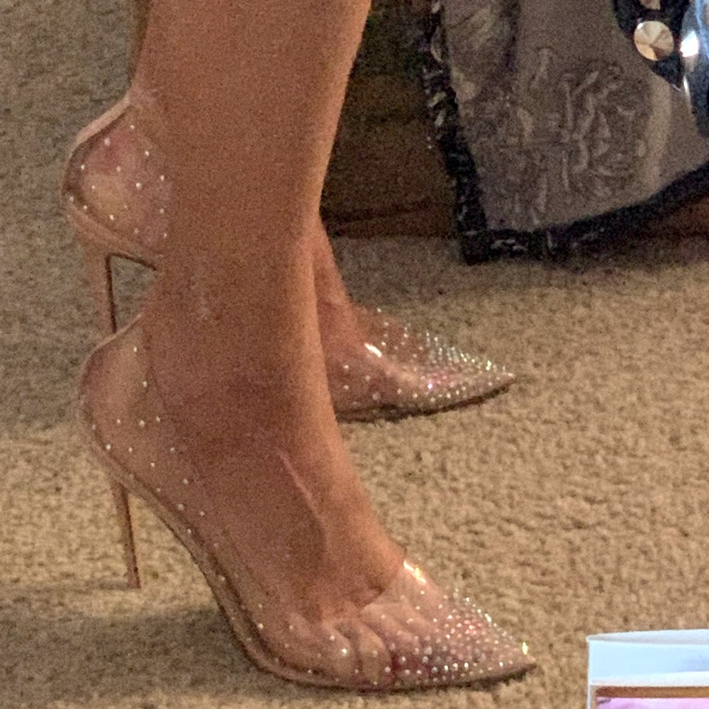 Stunning translucent rhinestone high heels!  Gorgeous shoe! - Picture 5 of 8